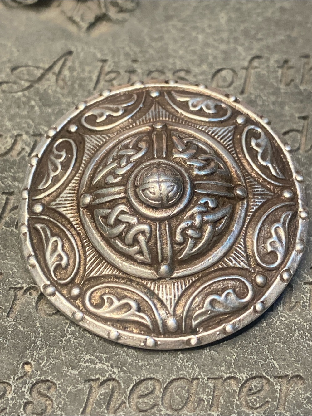 Vintage Sterling Silver Scottish Celtic Knot Shield Brooch by Robert Allison